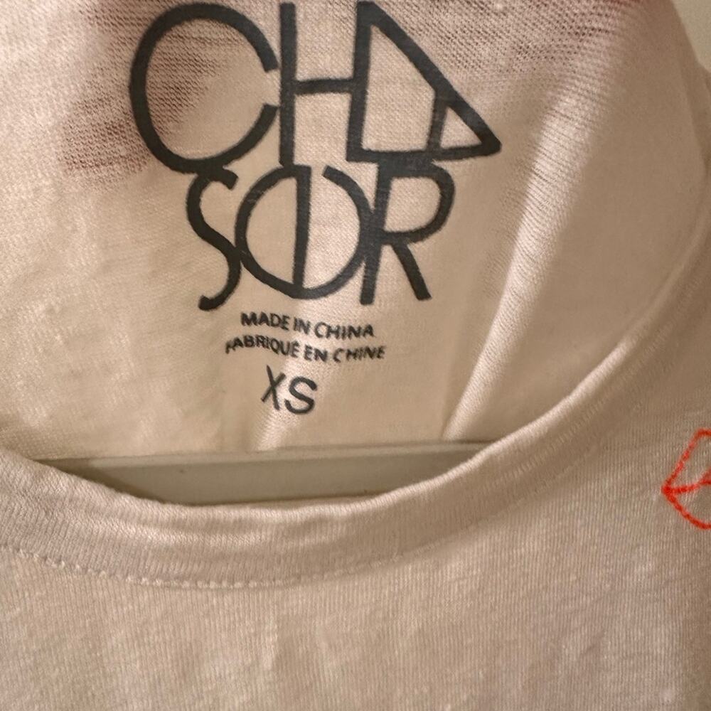 Chaser Neon Embroidered Lips Crop Top Tee, XS - Picture 2 of 7
